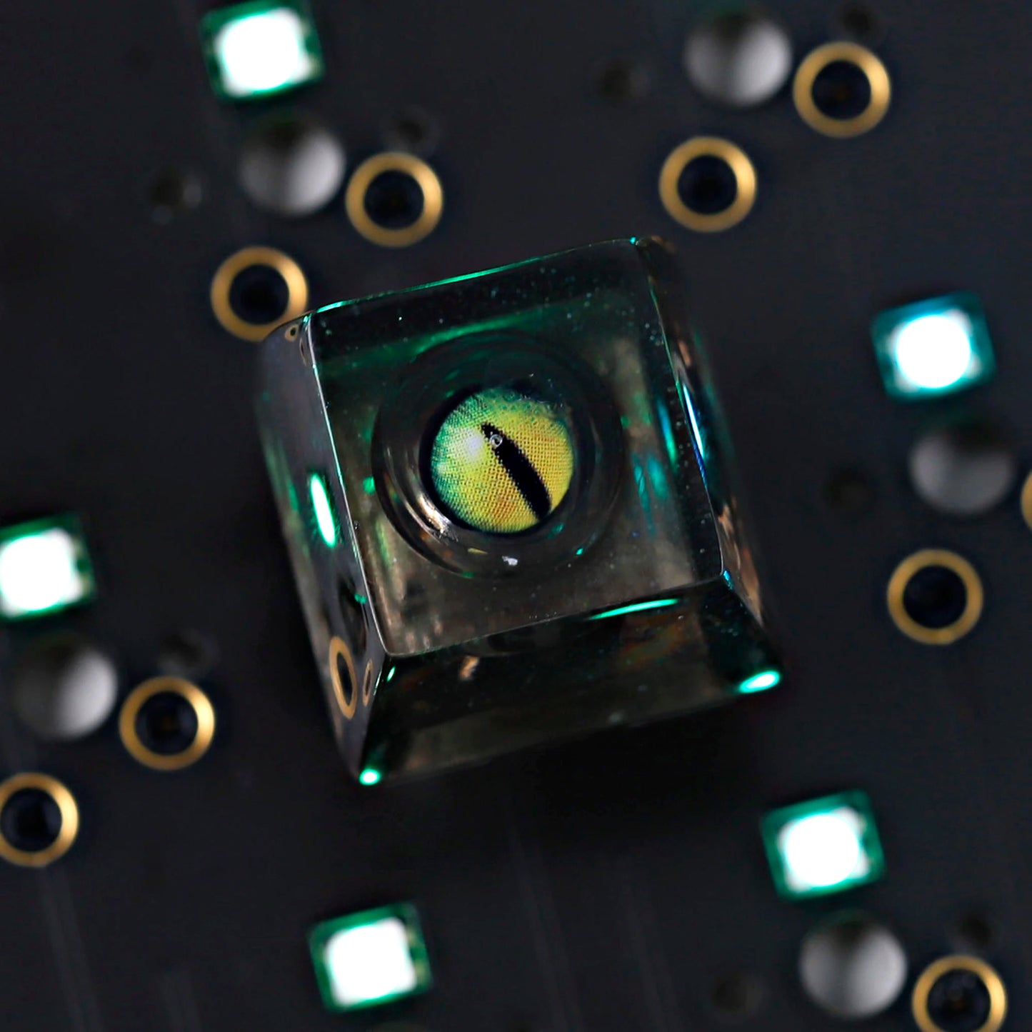 Novelty Artisan Keycap Resin Snow Mountain Shine through Flippable Evil Eye Keycaps for Cherry MX Mechanical Gaming Keyboard