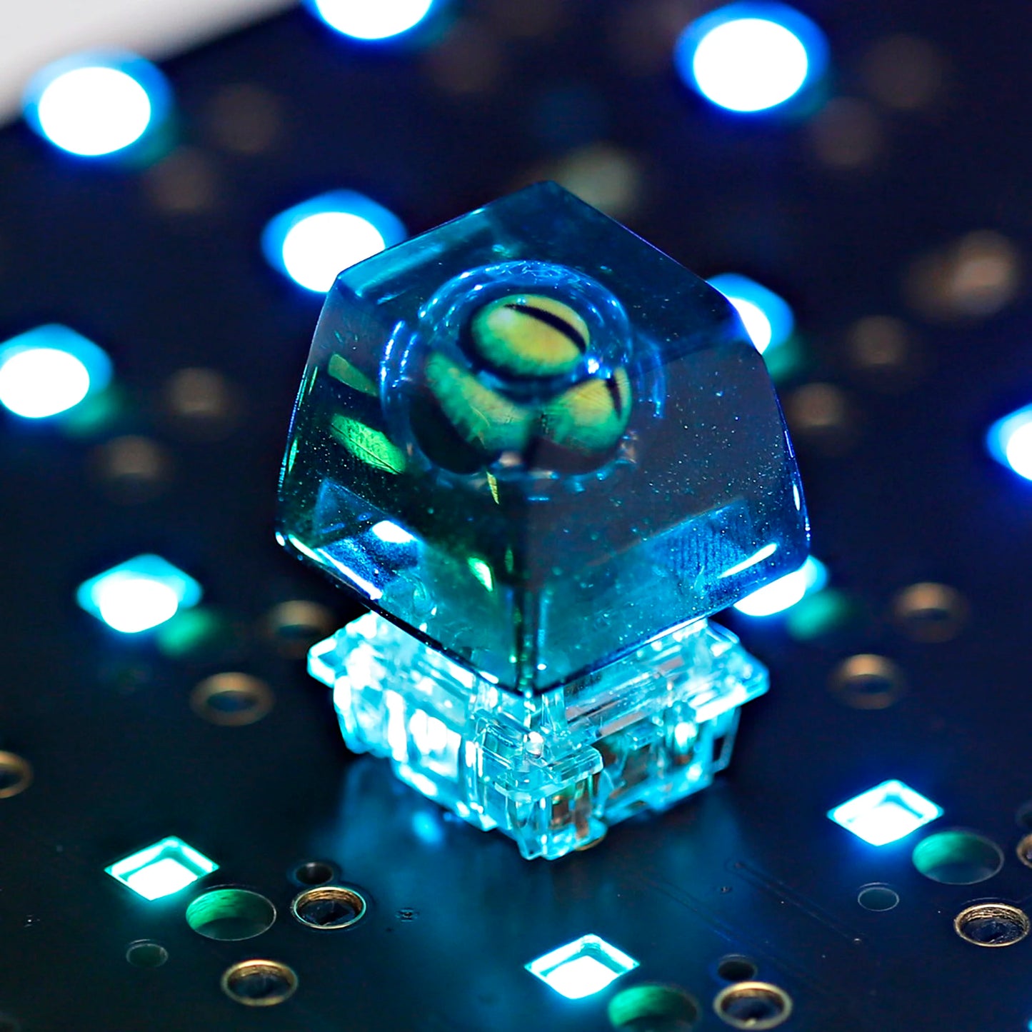 Novelty Artisan Keycap Resin Snow Mountain Shine through Flippable Evil Eye Keycaps for Cherry MX Mechanical Gaming Keyboard